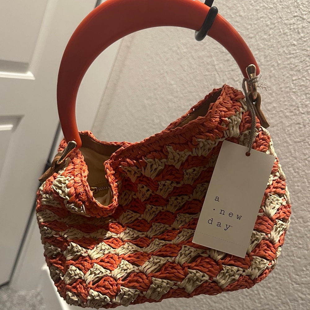 A New Day Vibrant Orange and Cream Shoulder Bag